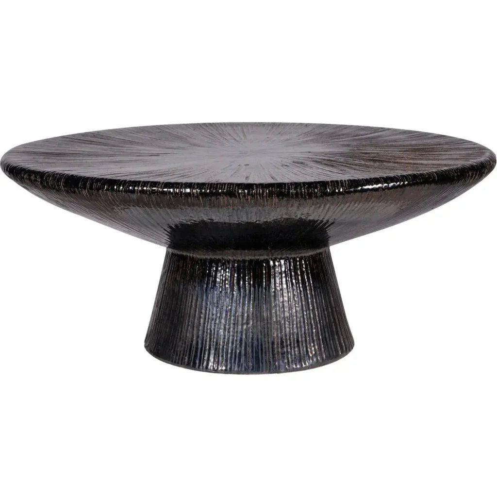 Sunburst Black Ceramic Outdoor Coffee Table