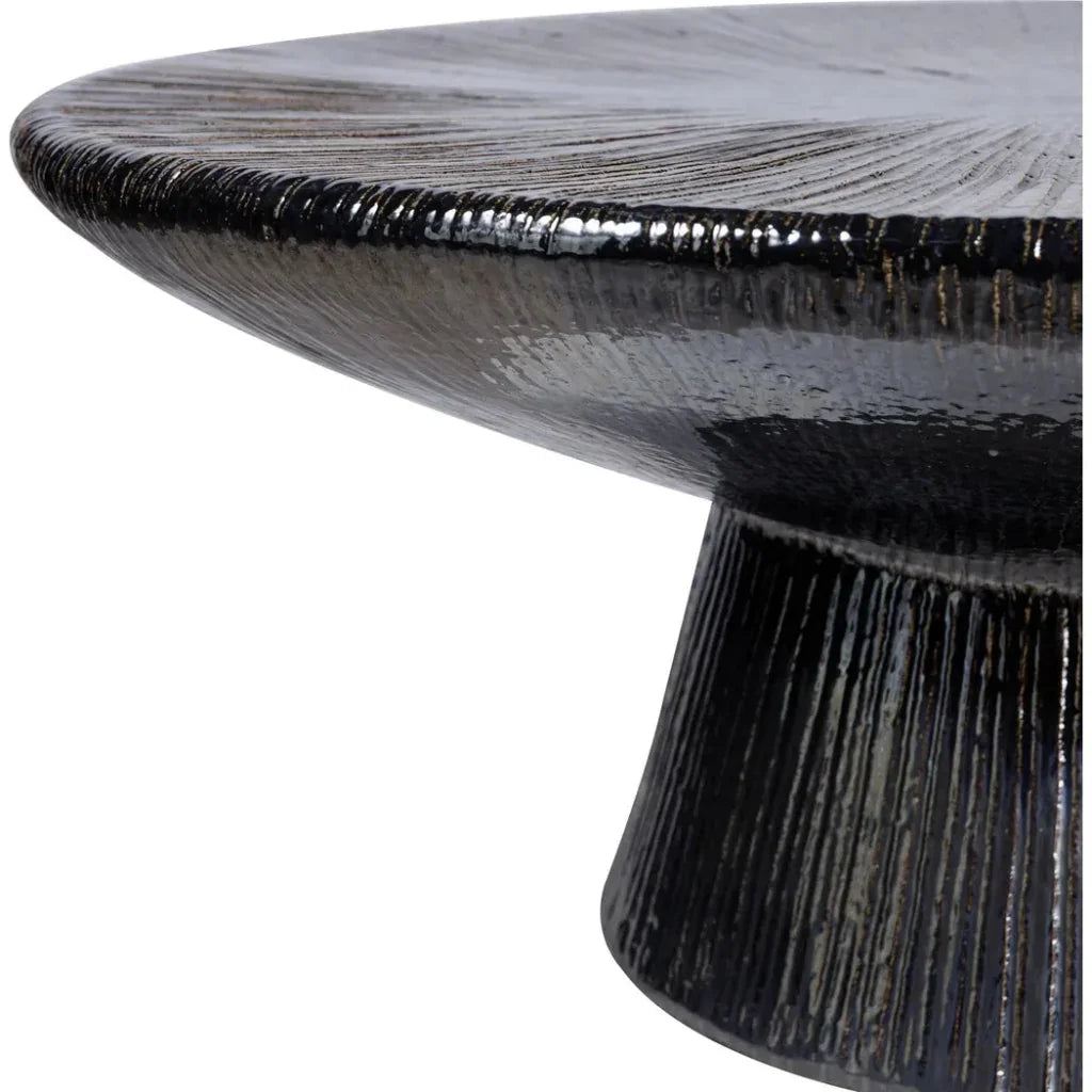 Sunburst Black Ceramic Outdoor Coffee Table