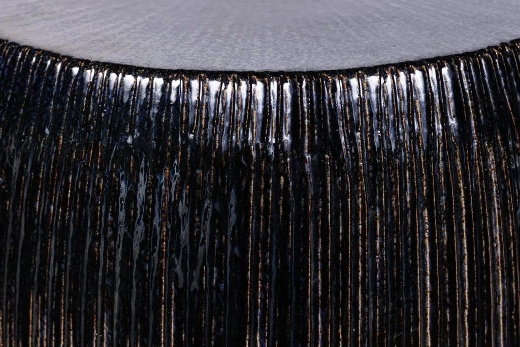 Sunburst Ceramic Glazed Patio Stool