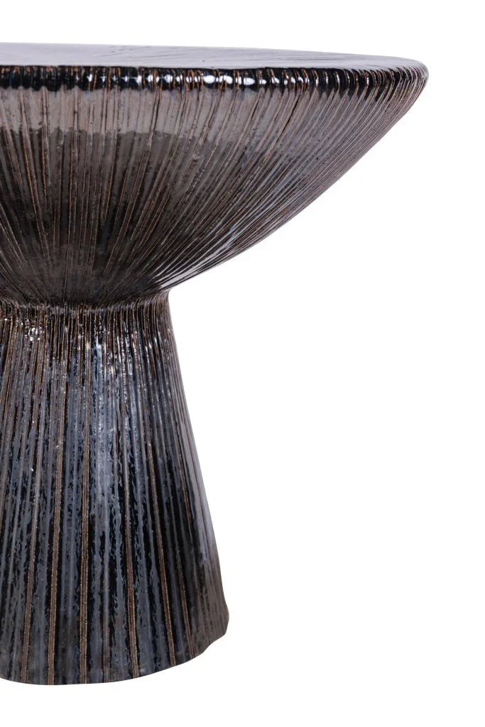 Sunburst Ceramic Round Patio Accent Table
