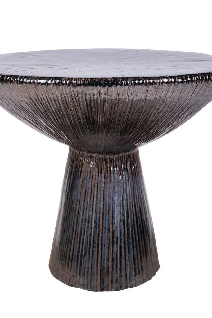 Sunburst Ceramic Round Patio Accent Table