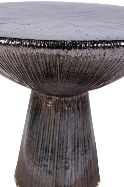 Sunburst Ceramic Round Patio Accent Table