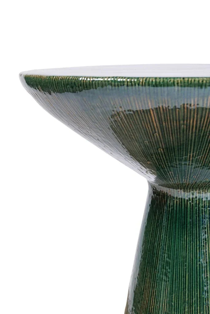 Sunburst Ceramic Round Patio Accent Table