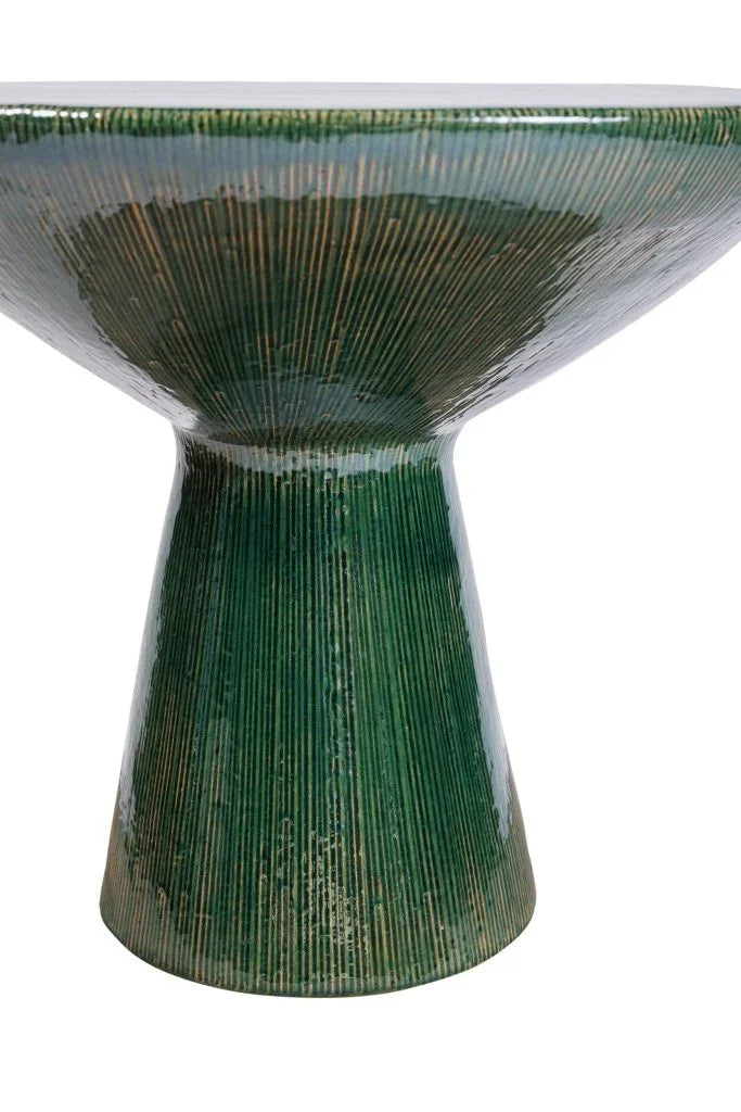 Sunburst Ceramic Round Patio Accent Table