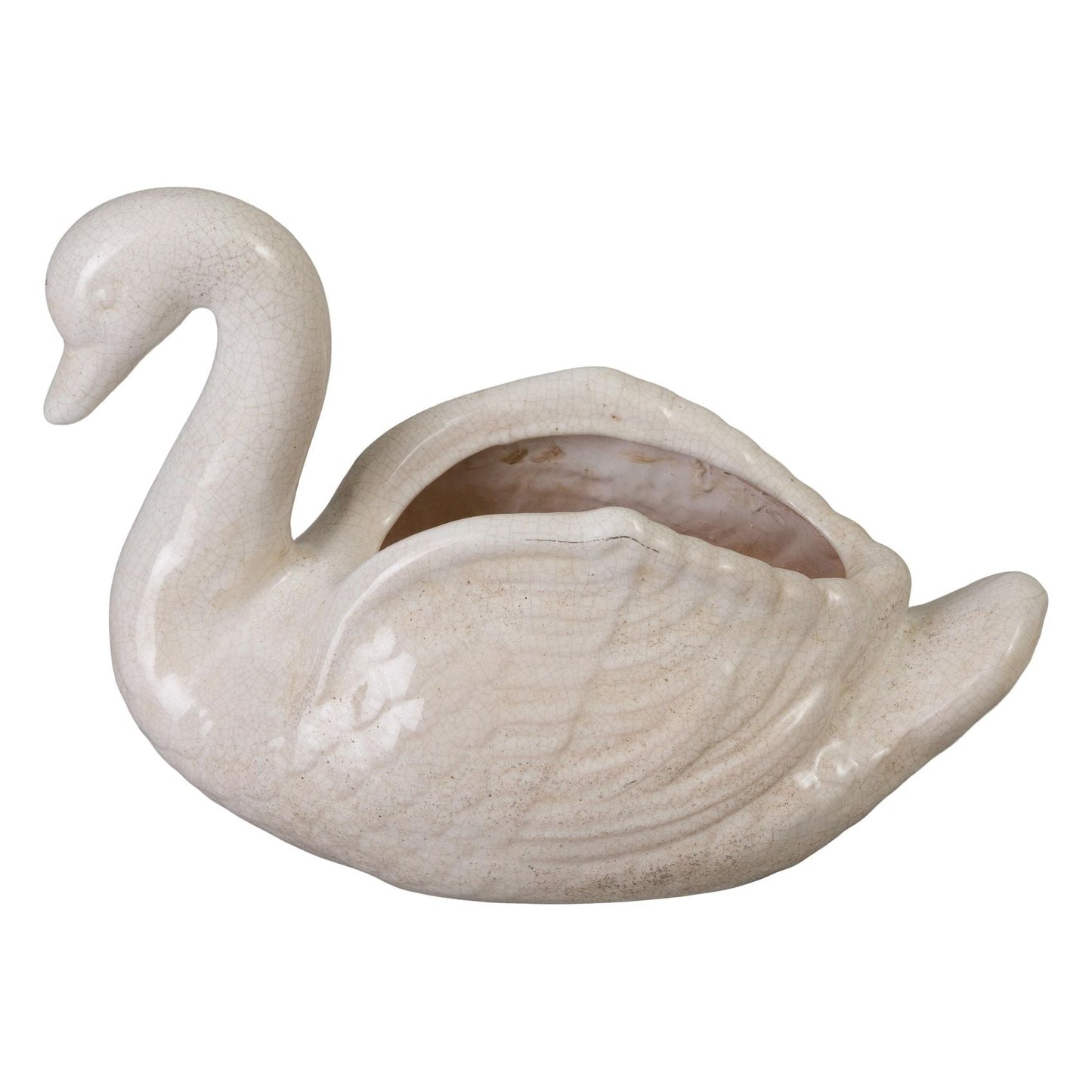 Swan White Ceramic Outdoor Planter