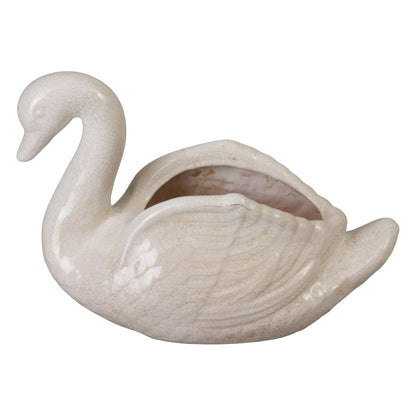 Swan White Ceramic Outdoor Planter