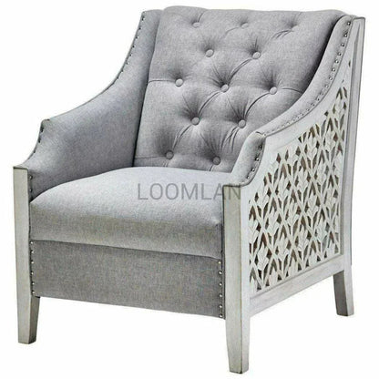 Taneth Grey Cotton Accent Chair