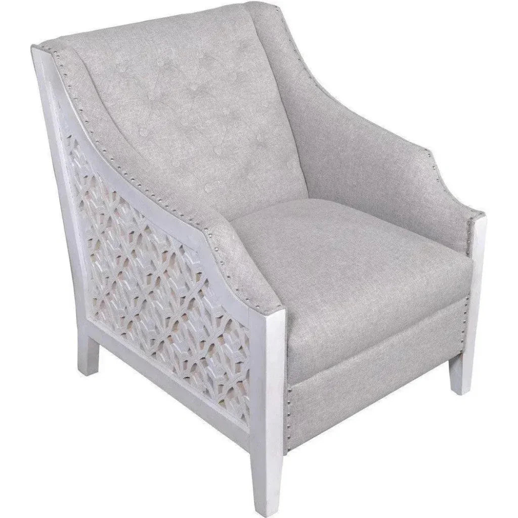 Taneth Grey Cotton Accent Chair