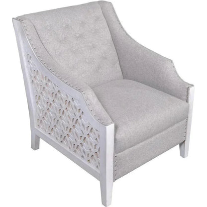 Taneth Grey Cotton Accent Chair