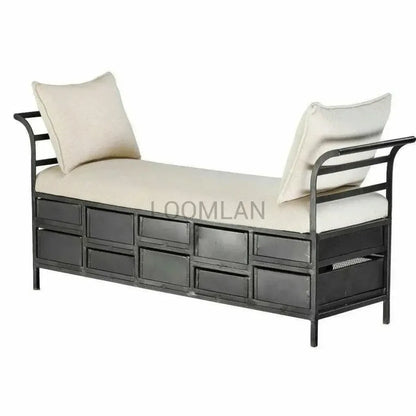 Tantha Fabric Bedroom Bench with Ten Drawers