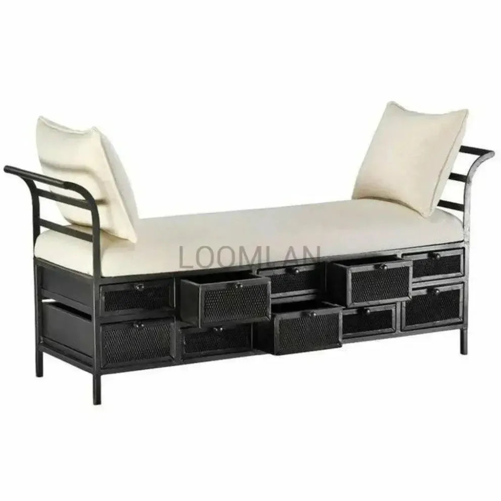 Tantha Fabric Bedroom Bench with Ten Drawers