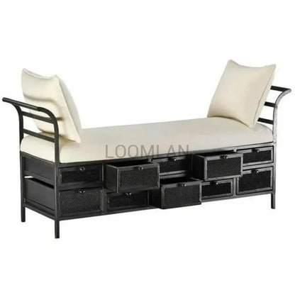 Tantha Fabric Bedroom Bench with Ten Drawers
