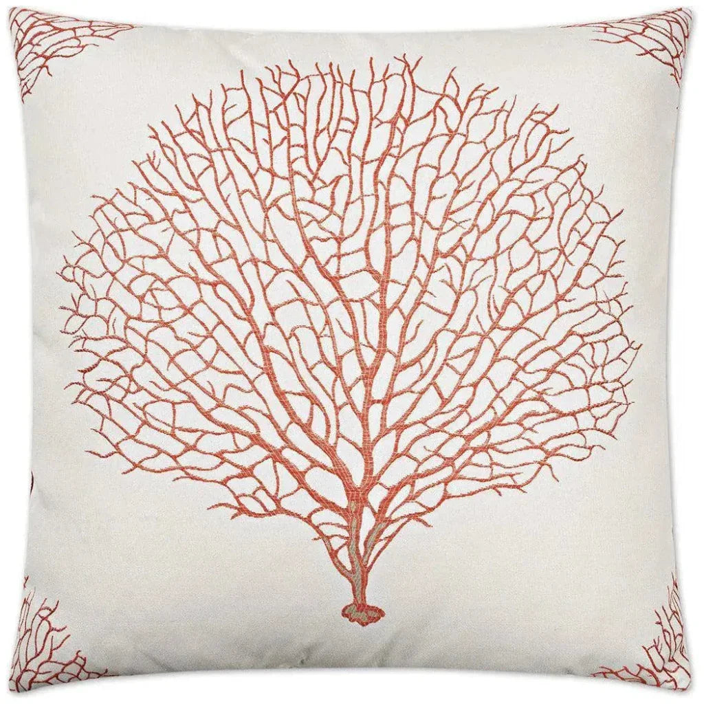 Taormina Coral Red Throw Pillow With Insert