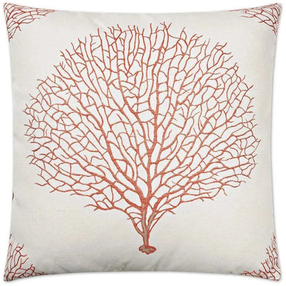 Taormina Coral Red Throw Pillow With Insert