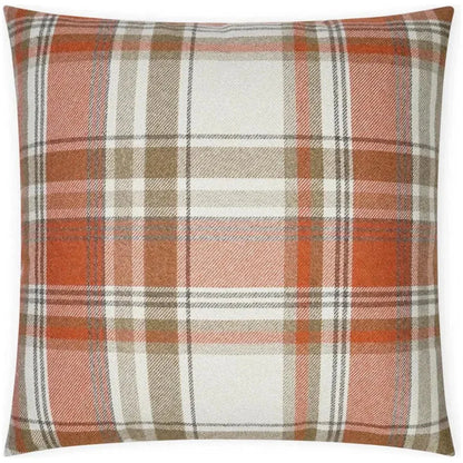 Tartan Plaid Check Brown Copper Large Throw Pillow