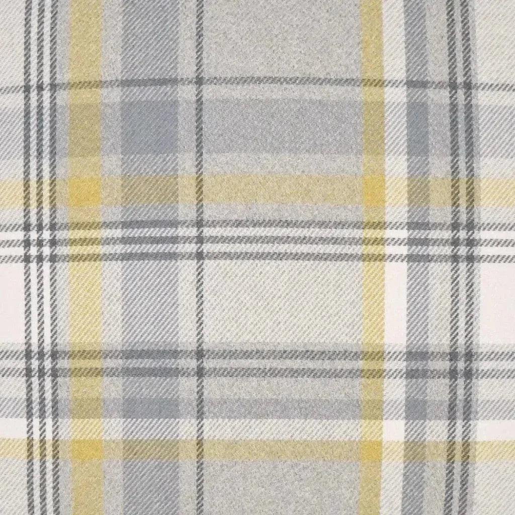 Tartan Plaid Check Yellow Grey Large Throw Pillow