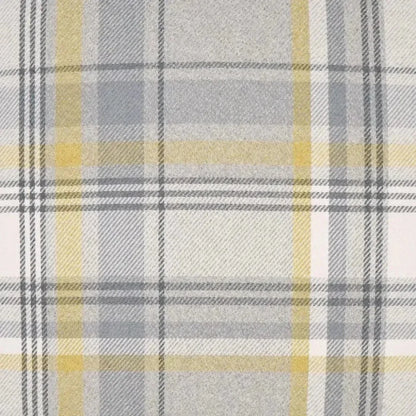 Tartan Plaid Check Yellow Grey Large Throw Pillow