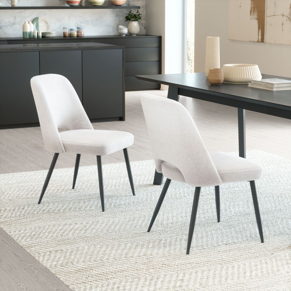 Teddy Shearling Fabric Dining Chair 2PC
