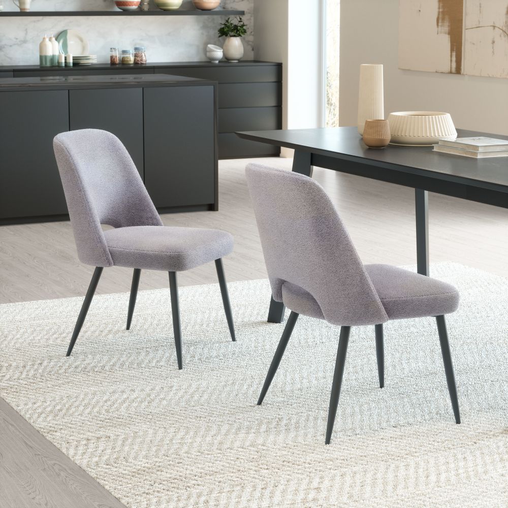Teddy Shearling Fabric Dining Chair 2PC