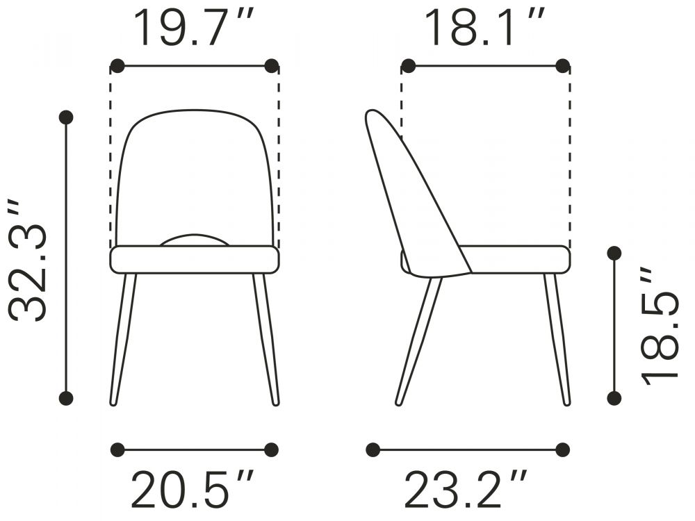 Teddy Shearling Fabric Dining Chair 2PC
