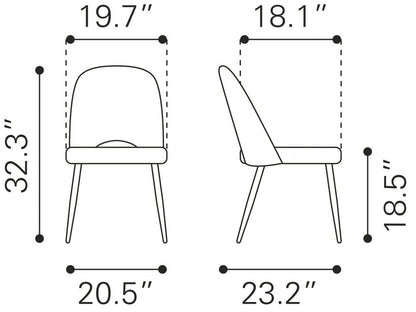 Teddy Shearling Fabric Dining Chair 2PC