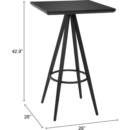 Tinos Wood and Steel Black Square Bar Table