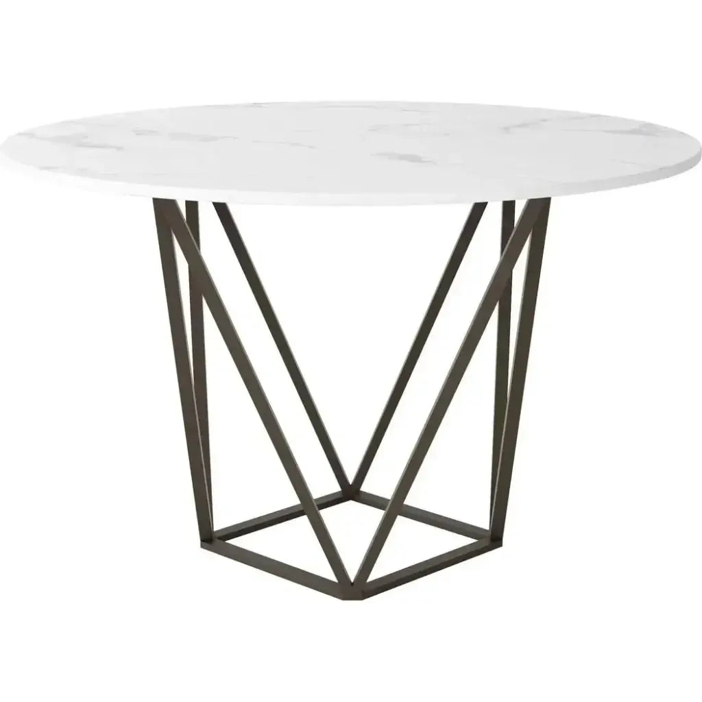 Tintern Dining Table White & Antique Brass