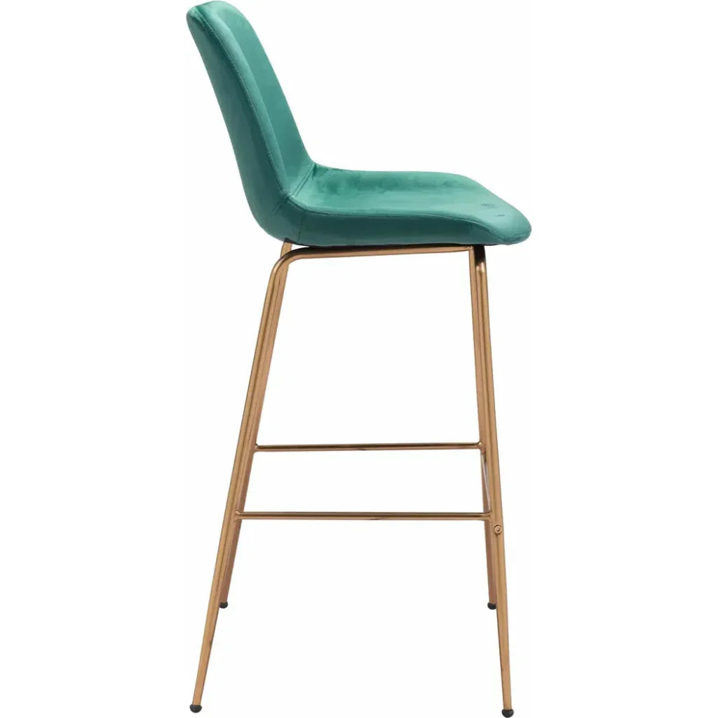 Tony Bar Chair Green & Gold