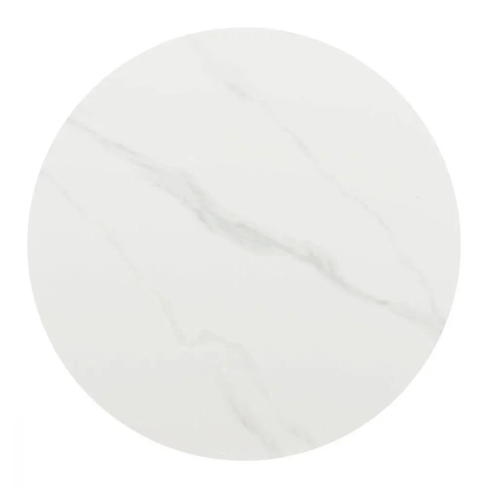 Toru Stone & Steel White Round Dining Table