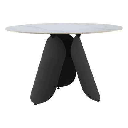 Toru Stone & Steel White Round Dining Table
