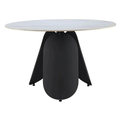 Toru Stone & Steel White Round Dining Table
