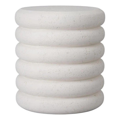 Torus 20 in. Round Chalk White Terrazzo Garden Stool