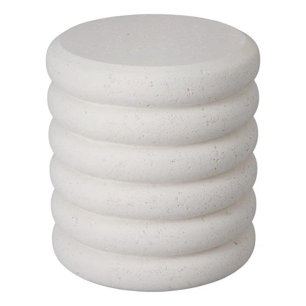 Torus 20 in. Round Chalk White Terrazzo Garden Stool