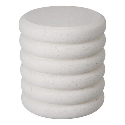Torus 20 in. Round Chalk White Terrazzo Garden Stool