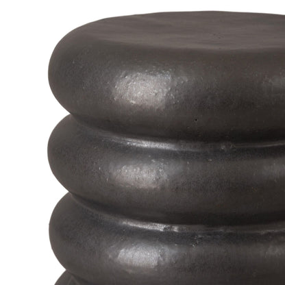 Torus Matte Black Ceramic Garden Stool