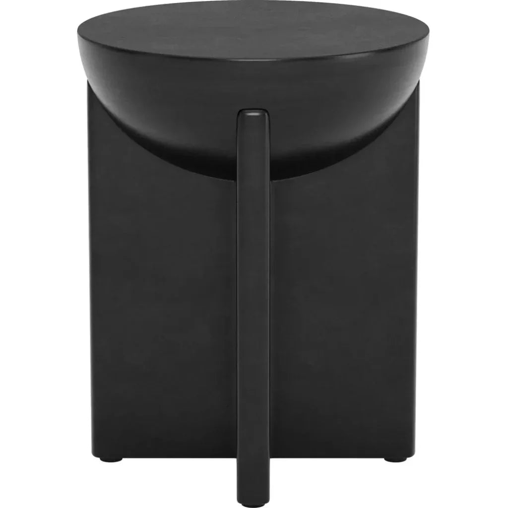 Tume Wood Black Round Side Table