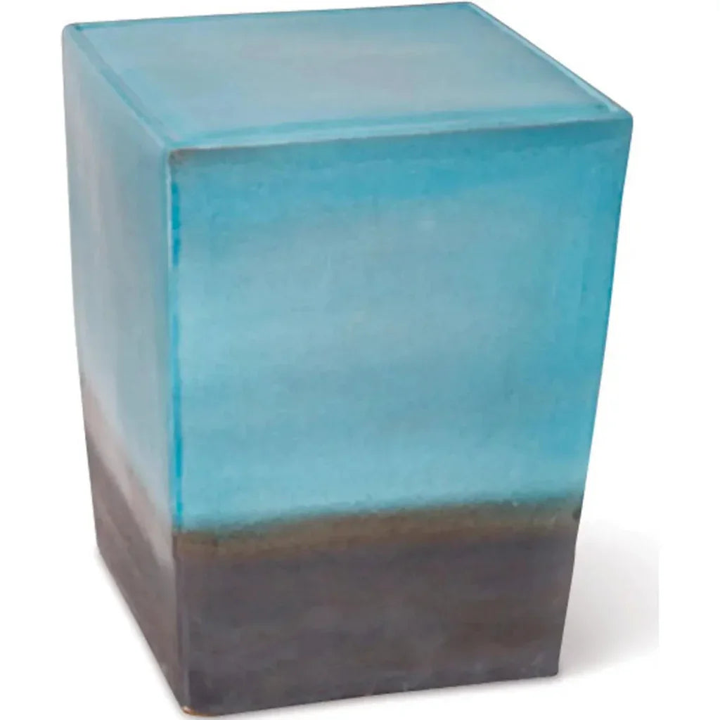 Two Glaze Square Cube Set of Two - Blue Outdoor Stools