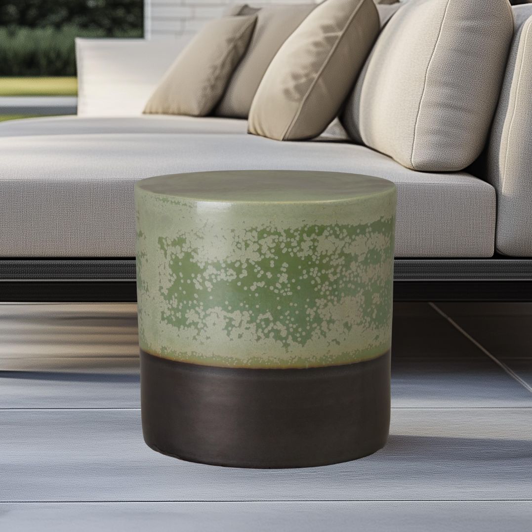 Two-Tone 18"Dia Ceramic Garden Stool
