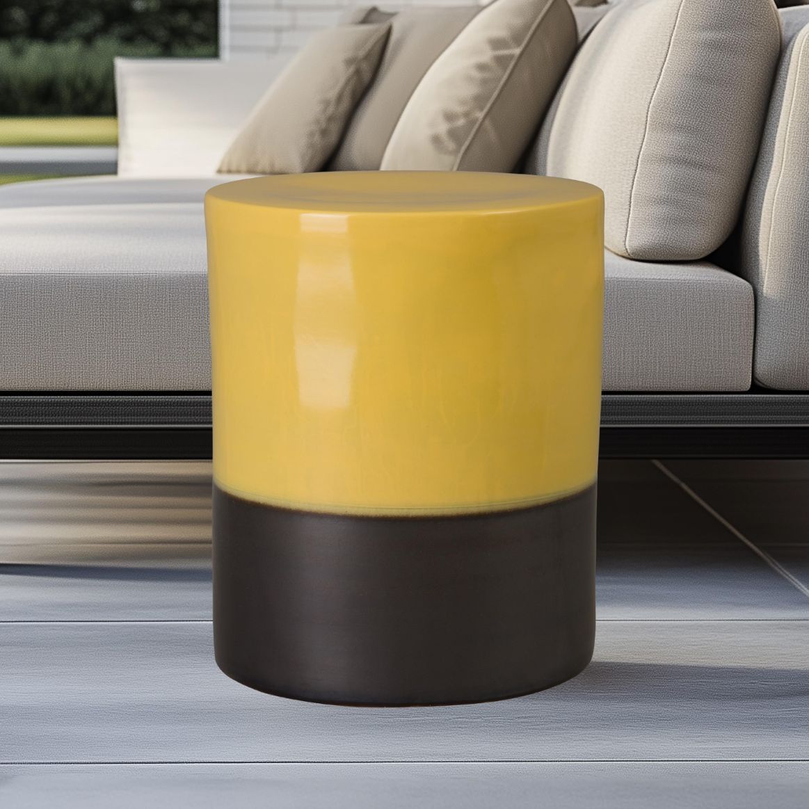Two-Tone 22"H Ceramic Garden Stool