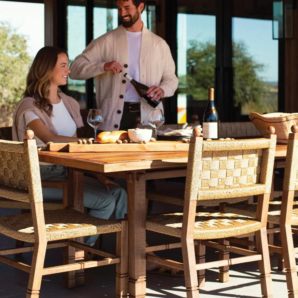 Vaterra Teak And Rattan Patio Dining Table