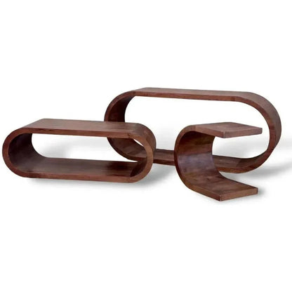 Vaylin Wood Geometric Side Table