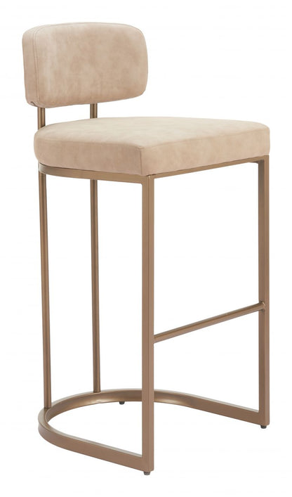 Velar Beige Faux Leather Barstool 2PC