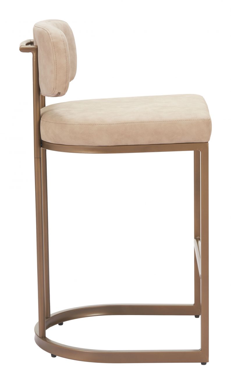Velar Beige Faux Leather Counter Stool 2PC