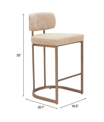 Velar Beige Faux Leather Counter Stool 2PC