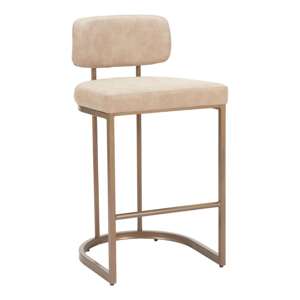 Velar Beige Faux Leather Counter Stool 2PC