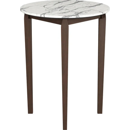 Vernon White Stone and Wood Round Bar Table