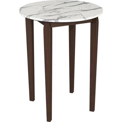 Vernon White Stone and Wood Round Bar Table