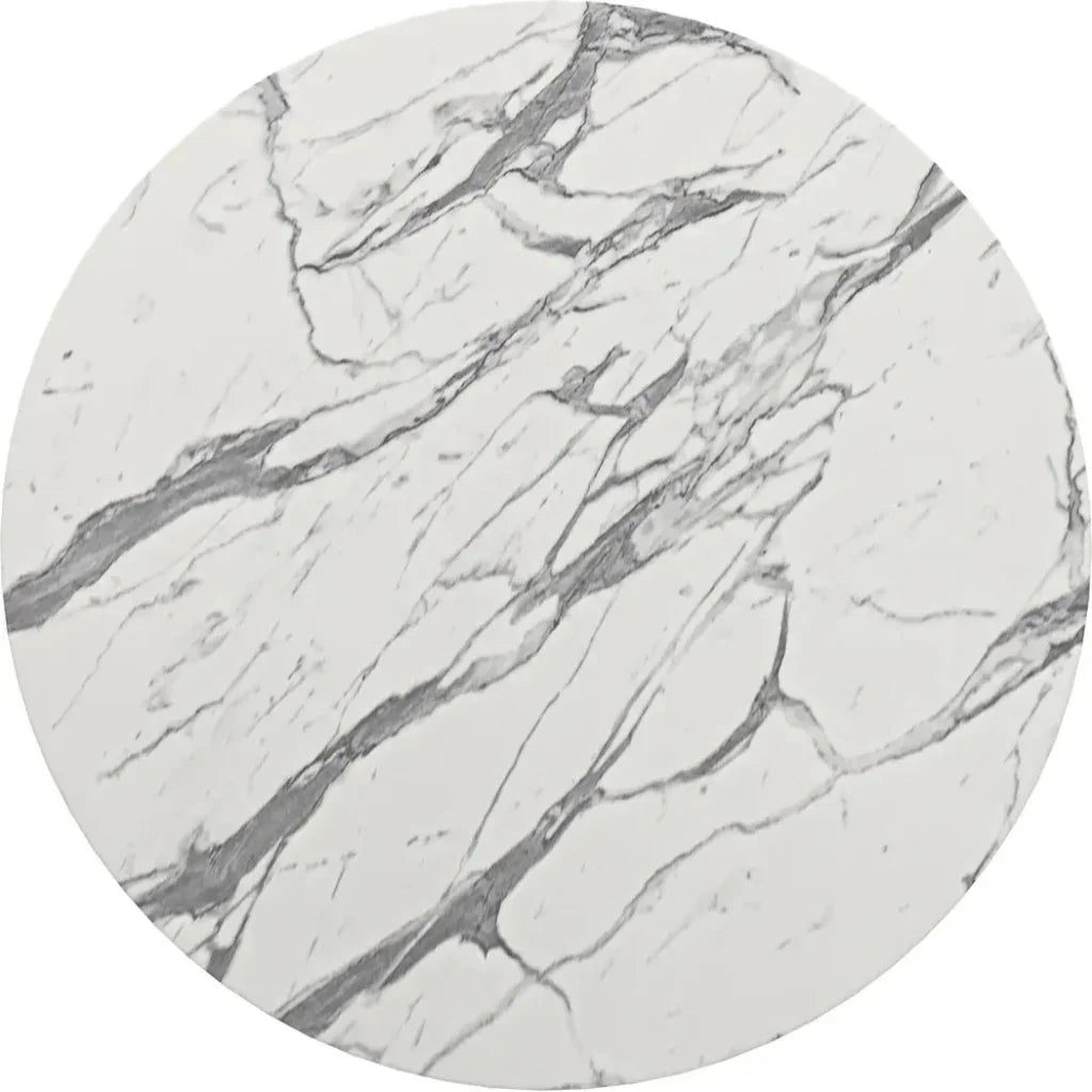 Vernon White Stone and Wood Round Bar Table