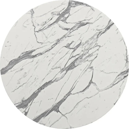 Vernon White Stone and Wood Round Bar Table