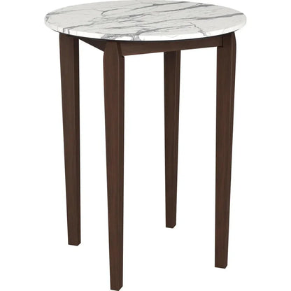 Vernon White Stone and Wood Round Bar Table